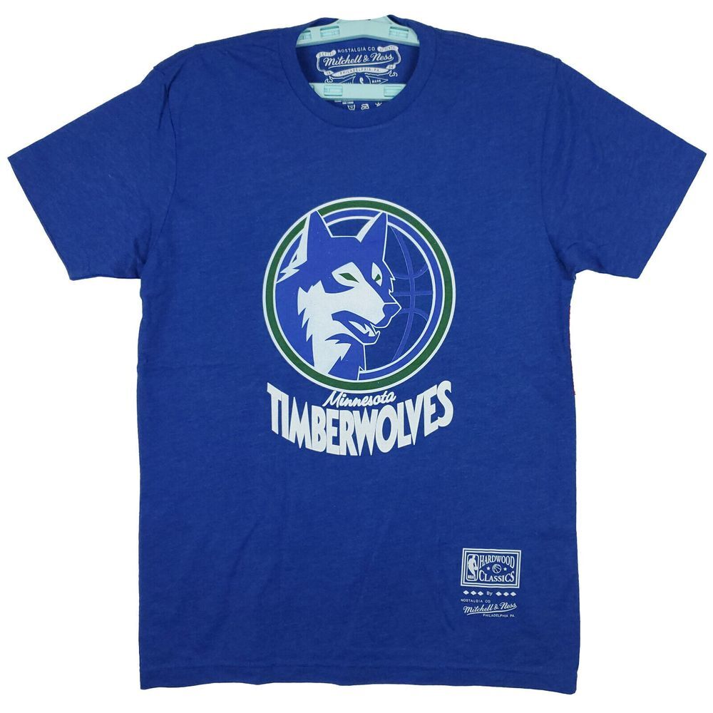 Minnesota Timberwolves Mitchell & Ness NBA S Small Shirt Distressed Logo NWT